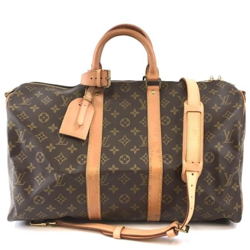 Keepall #46782 with Strap 45 Bandouliere Duffel Monogram Canvas Weekend Bag